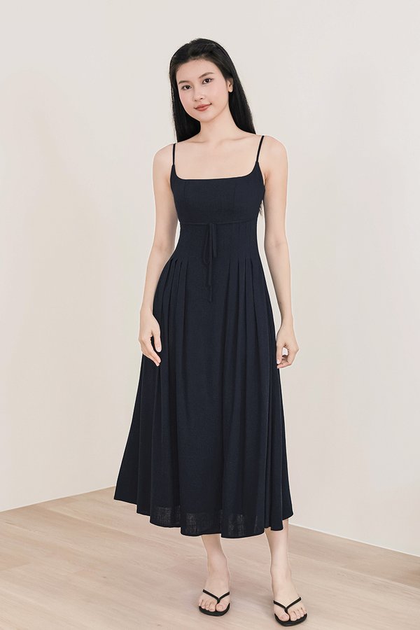 Madison Padded RIbbon Midaxi Dress (Midnight)