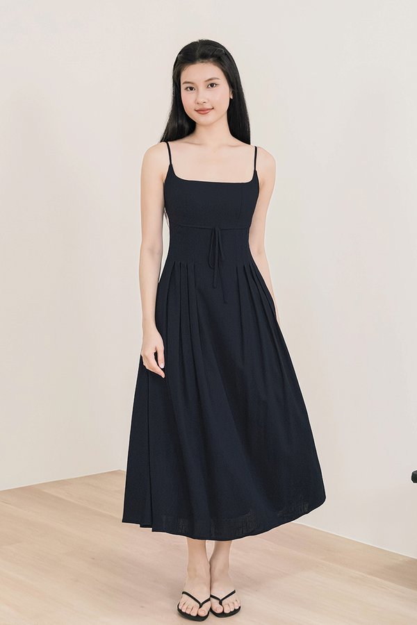 Madison Padded RIbbon Midaxi Dress (Midnight)