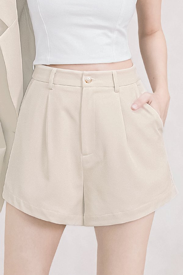 Maeve Button High Waist Shorts (Oatmeal)