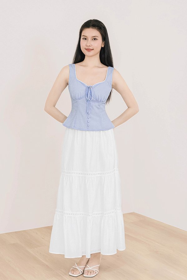 Nelly Padded Ribbon Top (Blue Gingham)
