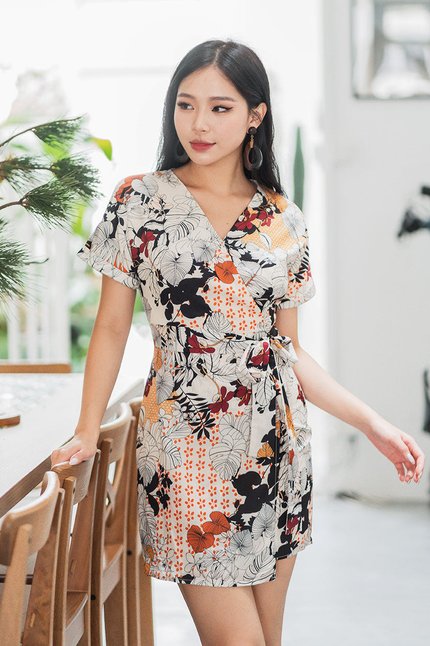 *RESTOCKED 3* Alyssa Kimono Wrap Dress (Tropical Print)