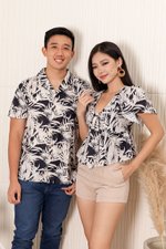 Jayden Collar Shirt (Black Foliage) Couple outfit