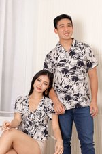 Jayden Collar Shirt (Black Foliage) Couple outfit
