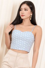 Naomi Embroidery Camisole Crop Top (Pastel Blue)