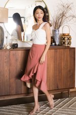 Kayla Flutter Midi Skirt (Rose)