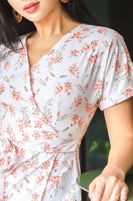 Alyssa Kimono Wrap Dress (Pink Sakura)