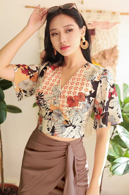 *RESTOCKED* Yuko Kimono Wrap Top (Tropical Print)